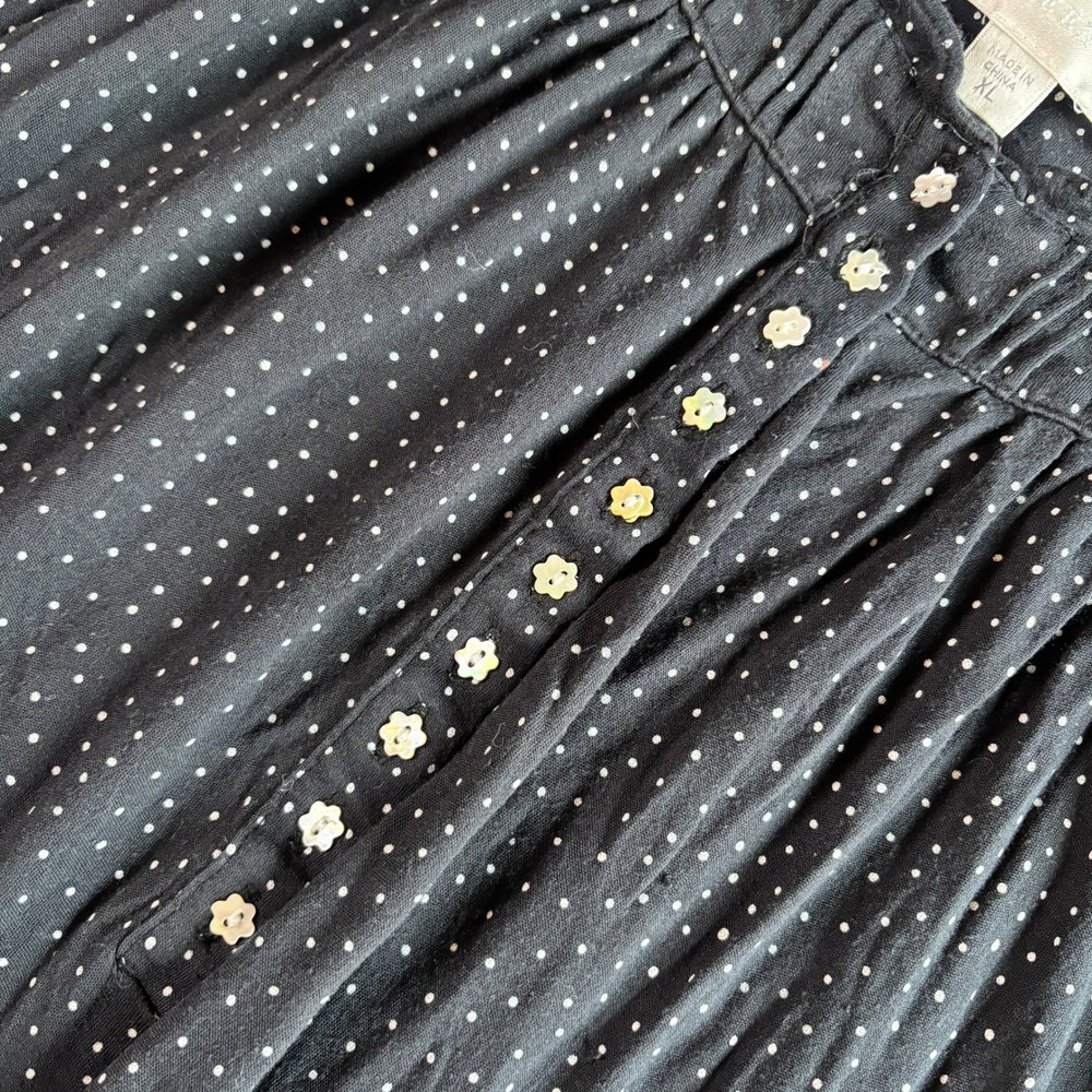 Eileen West Womens Nightgown XL Black Modal Polka Dot Ruffle Flutter Sleeve Soft - Picture 5 of 7